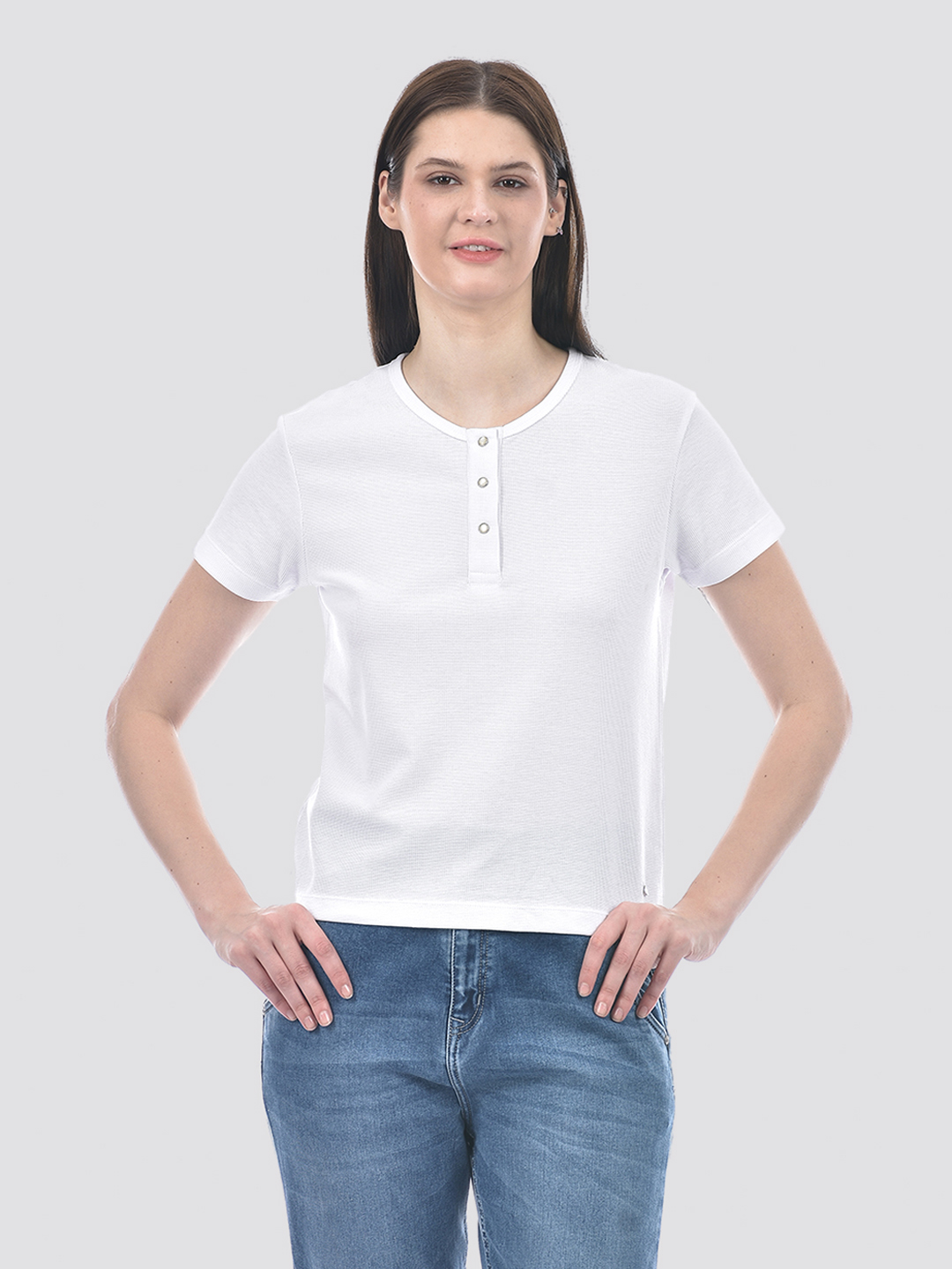Numero Uno Women Solid White Henley T-Shirt